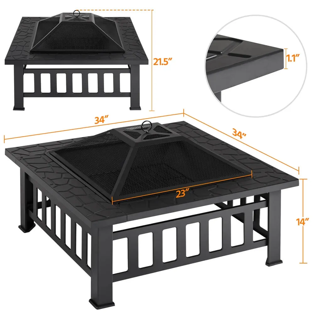 Yaheetech 34'' Square Fire Pit