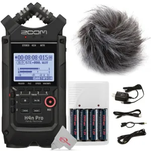 Zoom H4n Pro 4-Input / 4-Track Digital Portable Audio Handy Recorder   Zoom APH-4nPro Accessory Pack for H4n Pro   Rechargeable Battery and Charger